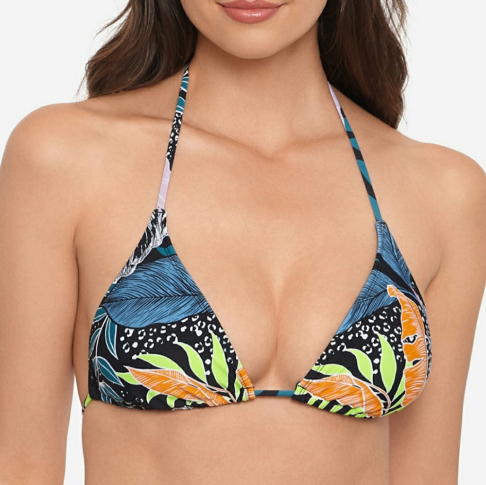 🏖🌼🦀 SALT +COVE  tropical top swimsuit size L black/blue 🏖🌼🦀